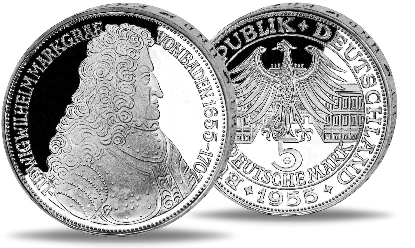 5 Deutsche Mark Markgraf von Baden Silber Münze Vorzüglich Stempelglanz MünzenVersandhaus