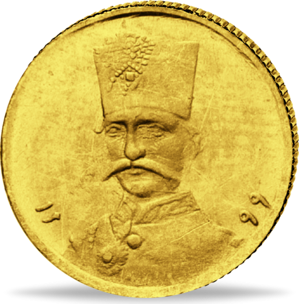 1/2 Toman 1848-1896, Kaiser Naser ad-Din Schah - Gold - Münze Vorderseite
