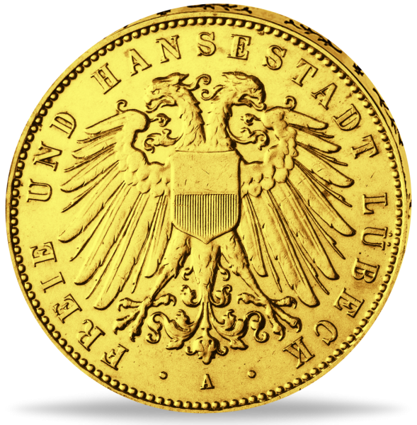 Lübeck, 10 Mark Stadtwappen, 1905 (Jaeger 228) - Münze Vorderseite