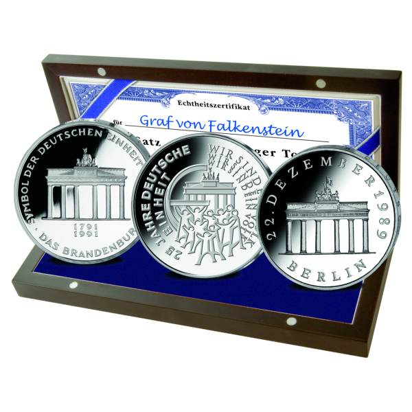 Deutschland, Silber-Satz Brandenburger Tor (3 Münzen) - Silber - Blister
