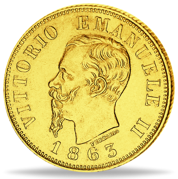 10 Lire Viktor Emanuel II. -Vorderseite Münze