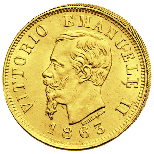 10 Lire Victor Emanuel II 1861 bis 1865 Vorderseite