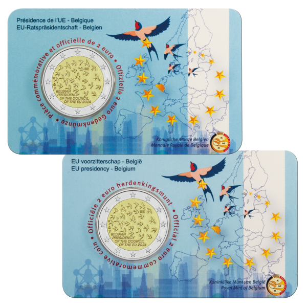 2 Euro EU-Ratspräsidentschaft, 2024, bfr. in 2 untersch.-spra. Cards - Satzbild