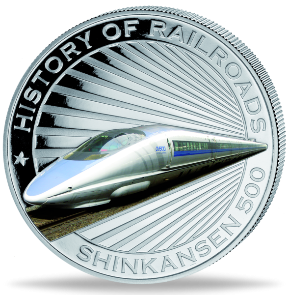 5 Dollar Shinkansen 500 - Vorderseite Farbmünze