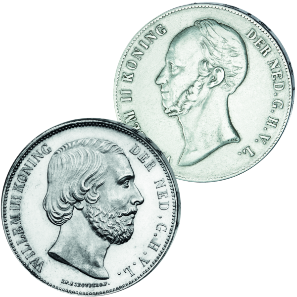 Königreich Niederlande, Silbersatz 2 x 2,5 Hfl Wilhelm II. & III. (1842-1874) -