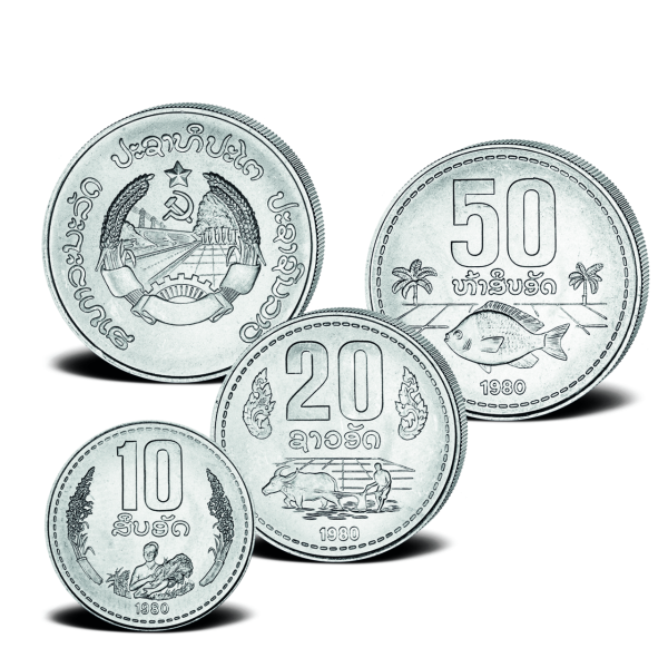 80 Att Kursmünzensatz Laos - Gruppenbild