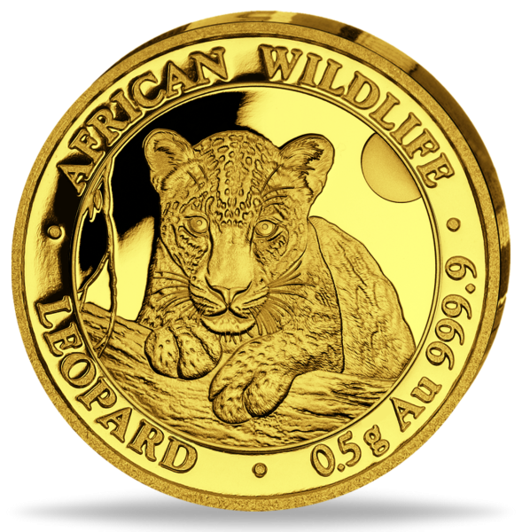 Somalia 20 Shilling Leopard African Wildlife 0,5g Gold 2025 - Münze Vorderseite