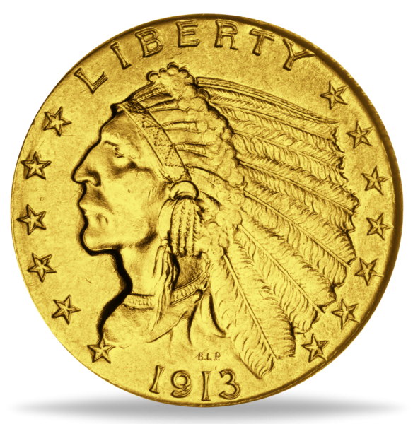 2 1/2 US-Dollar „Indian Head“ - Vorderseite Münze