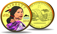 1 US-$ „Sacagawea - Chippewa“ - Münze Vorderseite / 1 US-$ „Sacagawea - Chippewa“ - Münze Rückseite 1 US-$ „Sacagawea - Chippewa“ - Münze Vorderseite / 1 US-$ „Sacagawea - Chippewa“ - Münze Rückseite