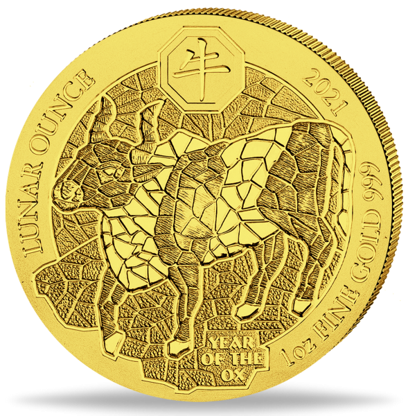 100 Ruanda Francs Jahr des Ochsen 1 Unze Gold - Münze Vorderseite