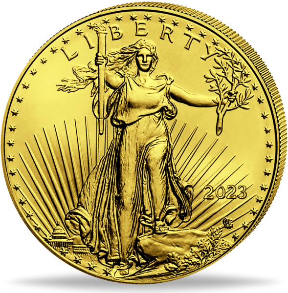 USA, 5 Dollar Eagle 1/10 Unze Gold 2023 - Münze Vorderseite