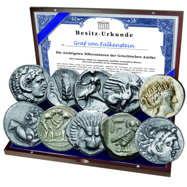 10 Silbermzünzen der Antike - Kassette