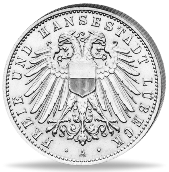 Freie und Hansestadt Lübeck 2 Mark „Stadtwappen“ 1904 Silber - Münze Vorderseite
