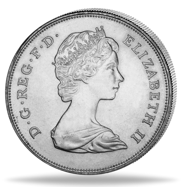 1 Crown 1981, Hochzeit Prinz Charles und Lady Diana - Silber - Münze Vorderseite