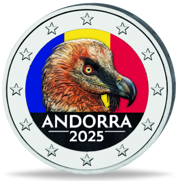 2 Euro Der Bartgeier, 2025, bfr., mit Farbapplikation - Münze Vorderseite