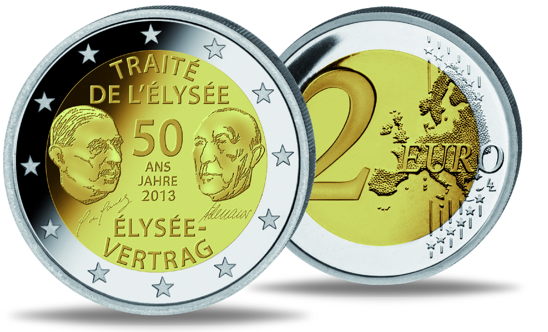 2 Euro Sondermünze Frankreich 2013 Elysee Vertrag 6x 2 Euro Élysée-Vertrag - alle 5 Prägestätten + 2 E Frankreich - im