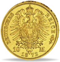 Preußen 10 Mark „Kaiser Wilhelm I. - A“ 1872 - Gold - Münze Rückseite Preußen 10 Mark „Kaiser Wilhelm I. - A“ 1872 - Gold - Münze Rückseite