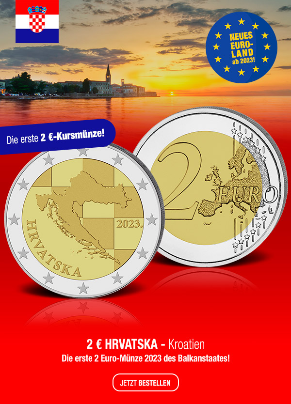 Die erste 2€Kursmünze des neuen EuroLands Kroatien! Münzen