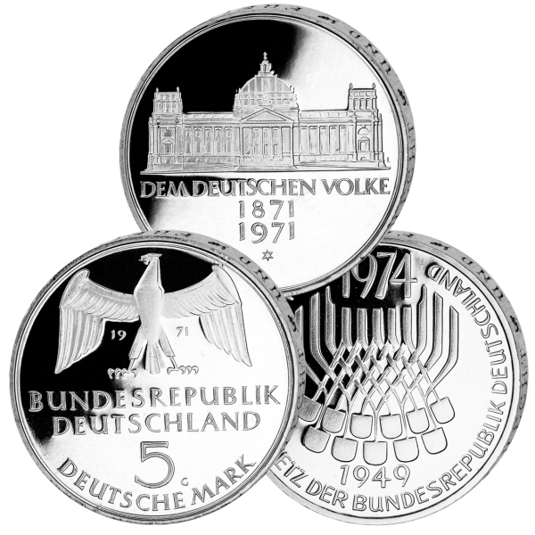 Bundesrepublik Deutschland, 3 x 5 DM 1971-1974 - Satzbild
