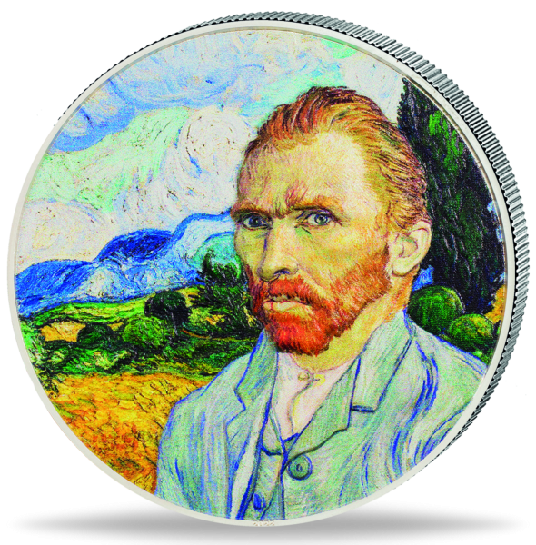 10 Dollar Vincent van Gogh mit Farbapplikation - Münze Vorderseite