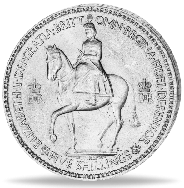 5 Shilling 1 Crown Elizabeth II - Vorderseite Münze