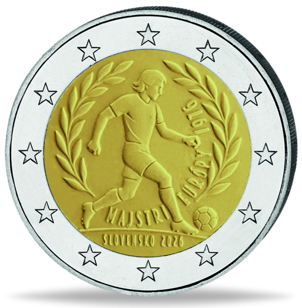 Slowakei, 2 Euro Fußball-Europameister 1976, 2026, bfr. - Münze Vorderseite