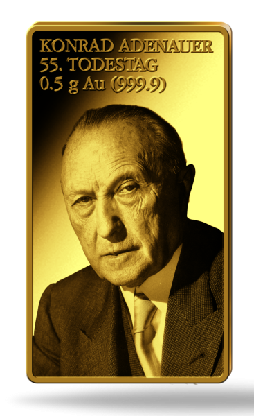 Gold-Gedenkbarren Adenauer - Barren Vorderseite