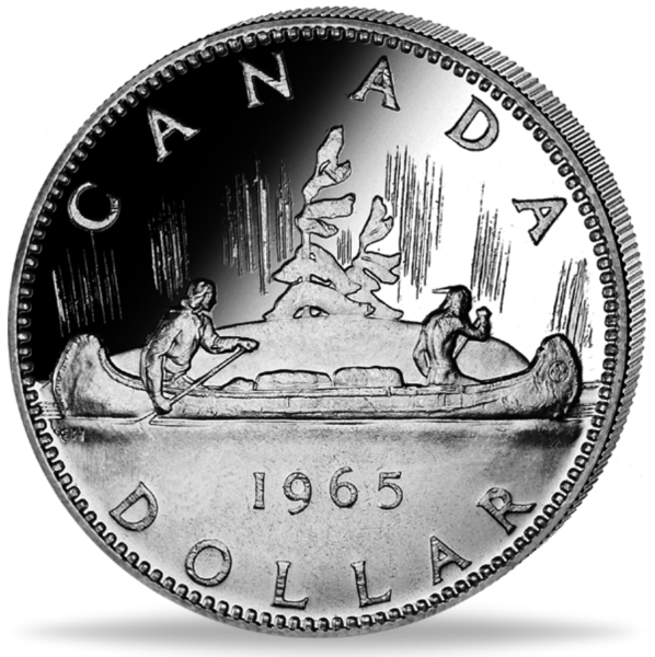 Kanada, 1 Dollar Kanu Elisabeth II. – Silber - Münze Vorderseite