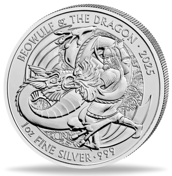 2 Pfund Beowulf & Dragon Myth & Legends 1 Unze Silber 2025 - Münze Vorderseite
