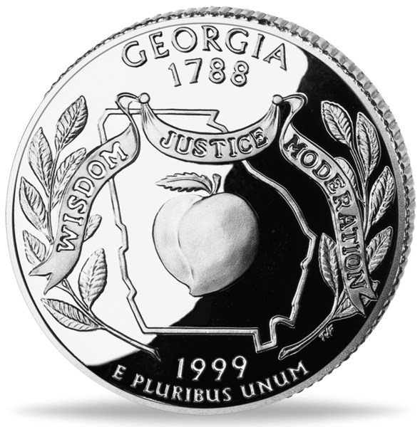USA, 1/4 $ Georgia, State Quarter-Serie, 1999, bfr - Münze Vorderseite