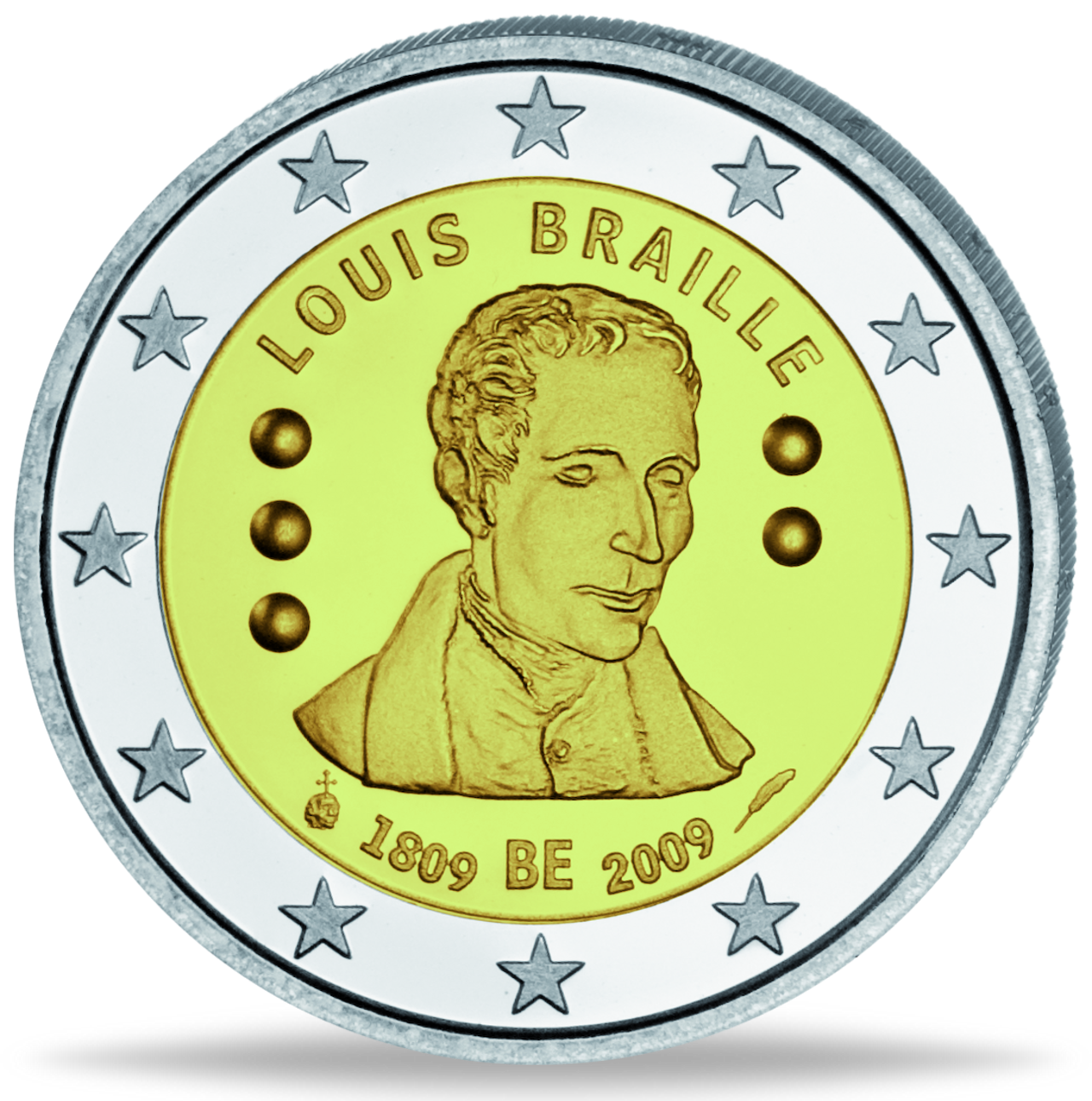 2 Euro „Louis Braille“ Belgien MünzenVersandhaus EmporiumHamburg