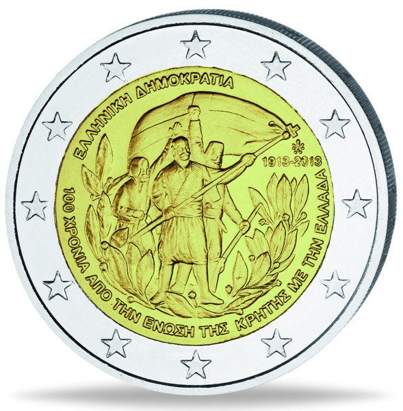 Griechenland, 2 Euro 100 Jahre Union mit Kreta, 2013, bfr. - Münze Vorderseite
