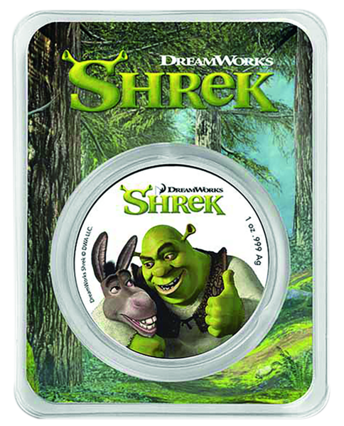 2 Dollar Shrek 1 Unze Silber mit Farbapplikation - Münze mit Verpackung