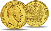 Preußen 10 Mark „Kaiser Wilhelm I. - A“ 1872 - Gold - Münze Vorderseite / Preußen 10 Mark „Kaiser Wilhelm I. - A“ 1872 - Gold - Münze Rückseite Preußen 10 Mark „Kaiser Wilhelm I. - A“ 1872 - Gold - Münze Vorderseite / Preußen 10 Mark „Kaiser Wilhelm I. - A“ 1872 - Gold - Münze Rückseite