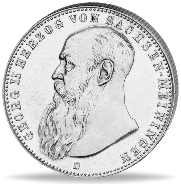 2 Mark „Herzog Georg II.“ Erstabschlag 1902 - Silber - Münze Vorderseite