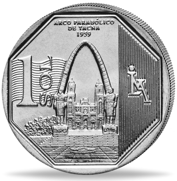 Peru, 1 Nueva Sol, 2016, Parabolic Arch of Tacna - Münze Vorderseite