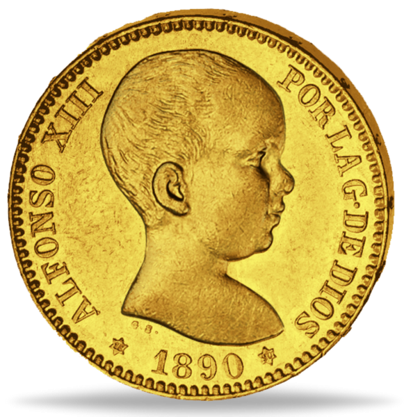 20 Pesetas König Alfonso XIII. Babykopf - Vorderseite Münze
