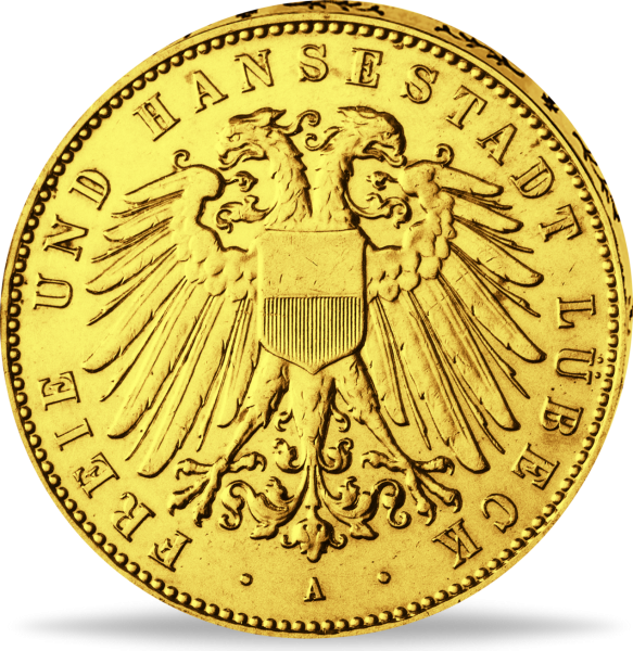 Lübeck 10 Mark „Stadtwappen - 1906 A“ (Jaeger 228) - Gold - Münze Vorderseite