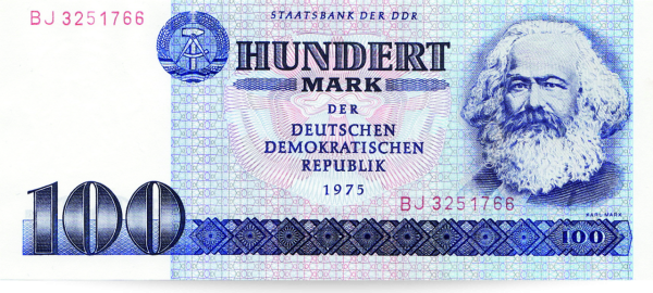 DDR, 100 Mark Banknote Karl Marx, 1975, bankfrisch - Schein Vorderseite