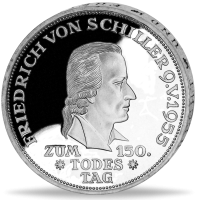 Deutschland, 5 DM Friedrich von Schiller, 1955, Silber, st - Münze Vorderseite Deutschland, 5 DM Friedrich von Schiller, 1955, Silber, st - Münze Vorderseite