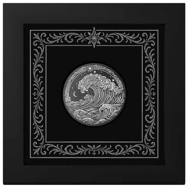 Cook Inseln, 5 Dollar Wave 1 Unze Silber - Münze in Kassette