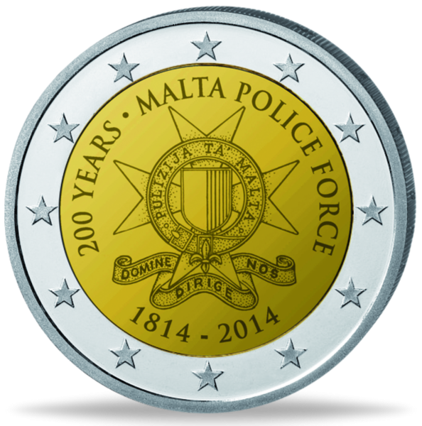 Malta, 2 Euro 200 Jahre maltesische Polizei, 2014 - Münze Vorderseite