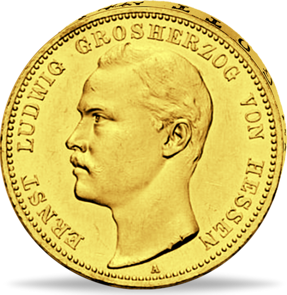 Hessen 20 Mark „Ernst Ludwig - 1893 A“ (Jaeger 223) - Gold - Münze Vorderseite