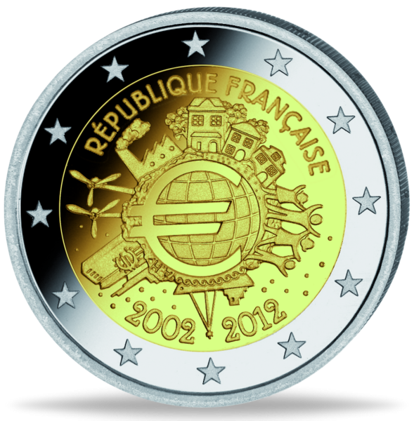 2 Euro 10 Jahre Euro-Bargeld - Münze Vorderseite