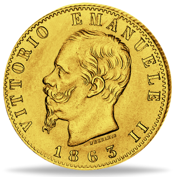 20 Lire Victor Emanuel II. - Vorderseite Münze