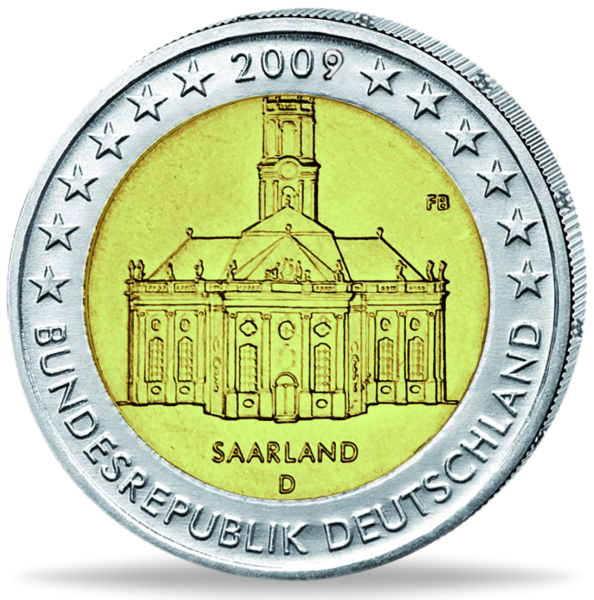 2 Euro Ludwigskirche Saarbrücken  Münze Vorderseite