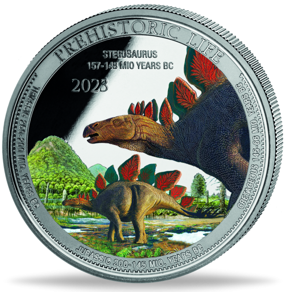 20 Francs Stegosaurus mit Farbapplikation - Münze Vorderseite