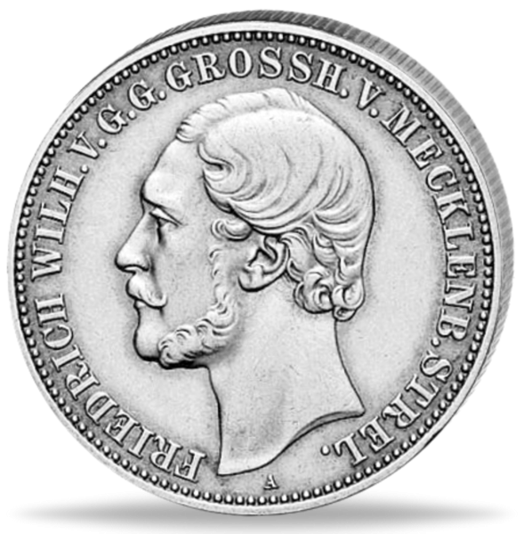 2 Mark „Großherzog Friedrich Wilhelm“ 1877 - Silber - Münze Vorderansicht