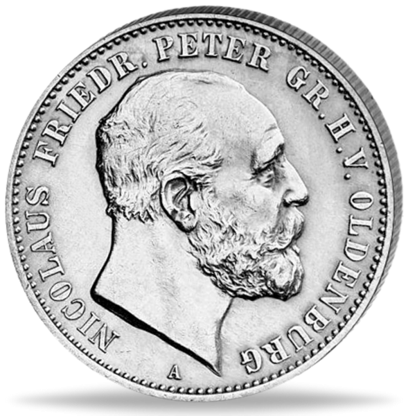 2 Mark Nicolaus Friedrich Peter, Großherzog von Oldenburg - Vorderseite Münze