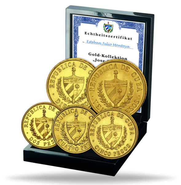 Kuba, Gold-Kollektion „Jose Marti“ 2-20 Pesos (5 Mz.) - Gold